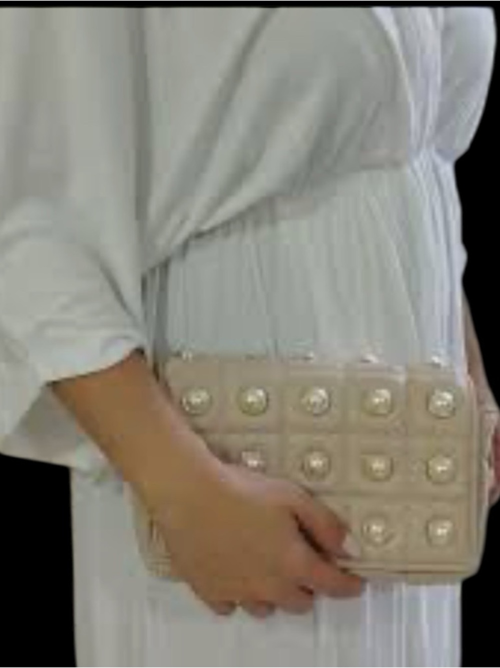 Zara quilted pearl accent  puffer clutch bag